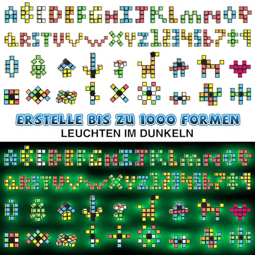 Magnetische Fidget Toys Kinder Teen Erwachsene, Fidget Spinner mit 12 im Dunkeln Leuchtenden Magnetische Bausteine, DIY Kreative Magnete Spielzeug Geschenke für Adhs Stressabbau und Entspannung