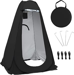 IBVIVIC Pop Up Camping Shower Tent, Privacy Shower Tent, Portable Camping Tent, Spacious Privacy Shelters Camp with Portable Carrying Bag - Black