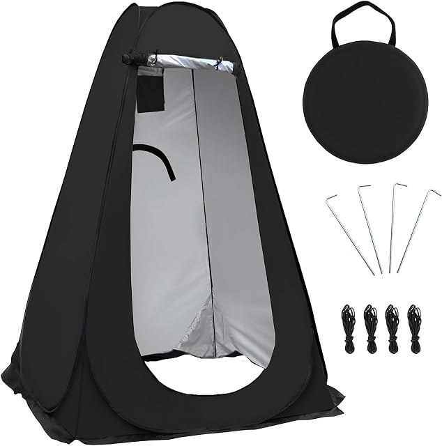 IBVIVIC Pop Up Camping Shower Tent, Privacy Shower Tent, Portable Camping Tent, Spacious Privacy Shelters Camp with Portable Carrying Bag - Black