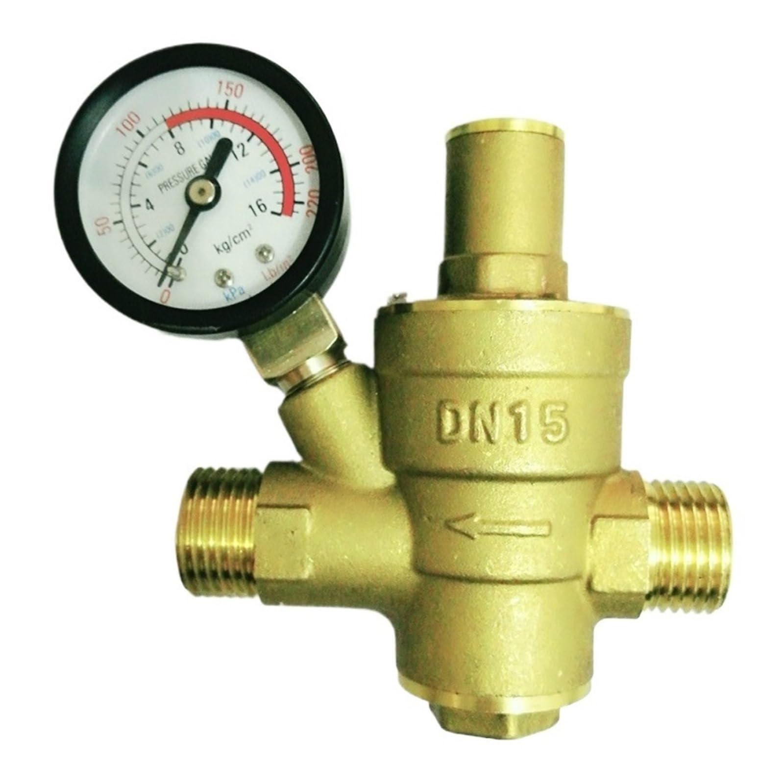 Regolatore di Pressione in Ottone con Filettatura Maschio 1/2 DN15 con manometro, valvola di Mantenimento della Pressione(with Gauge)