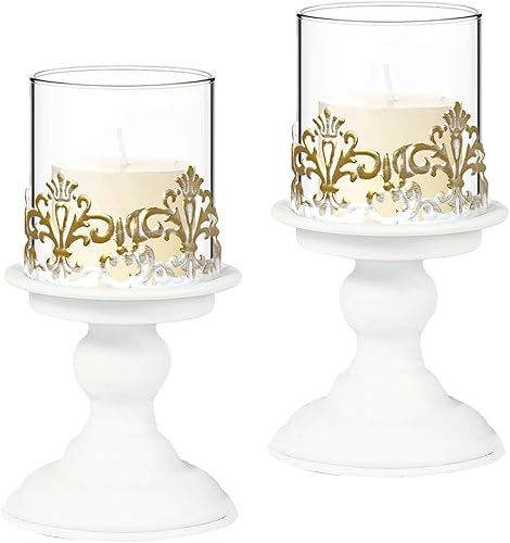 Portavelas de cristal de huracán para velas de pilar, decoración vintage para centro de mesa, boda, comedor, fiesta, decoración de Navidad (oro