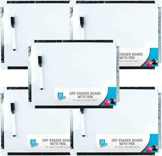 x5 Mini Whiteboards GENERISE Dry Wipe A4 Small Whiteboards