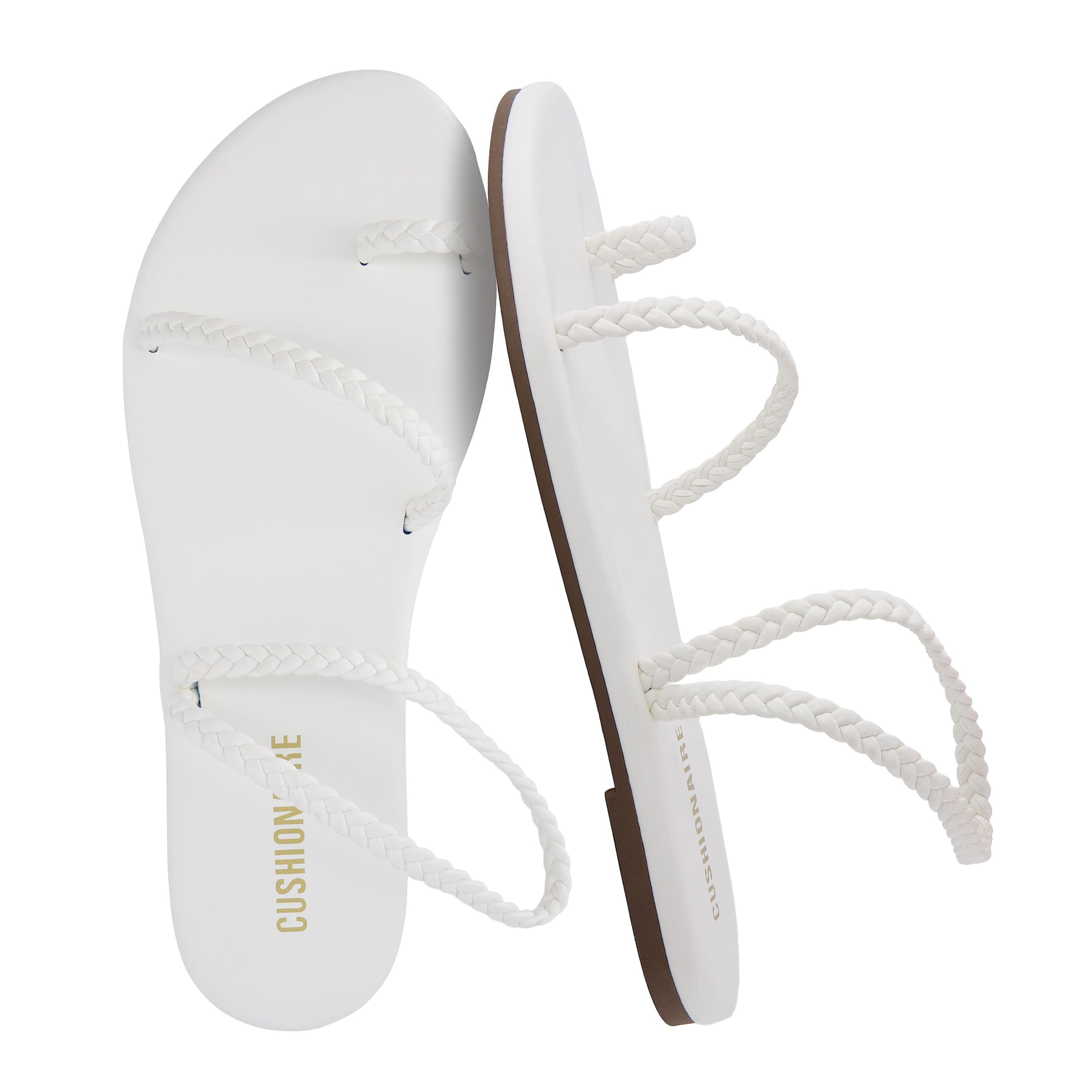 CUSHIONAIRE Chai Strappy Flip Flops for Women, Comfortable Casual Women Sandals with Memory Foam