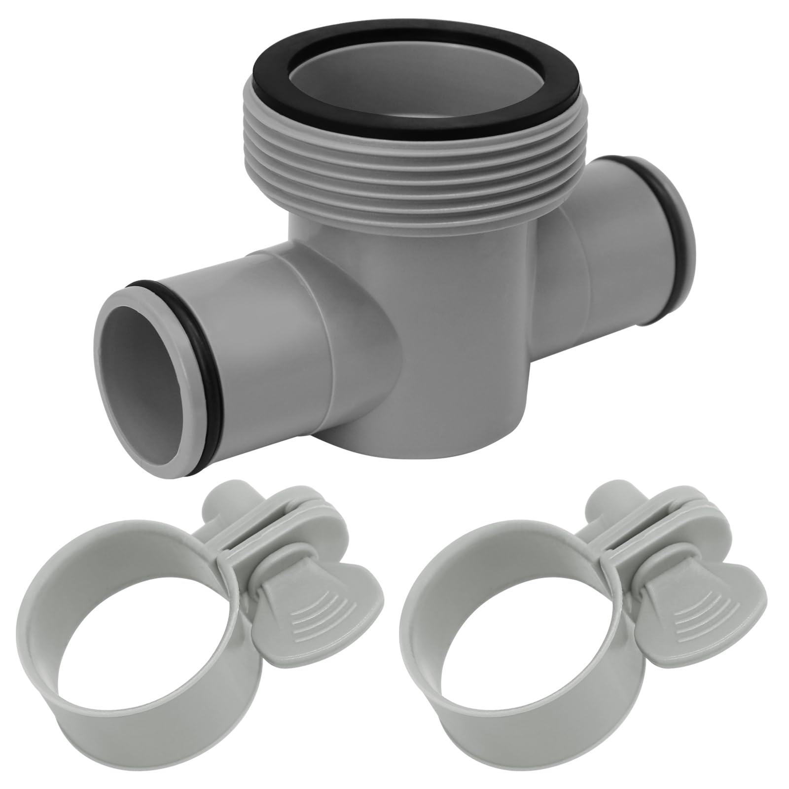 P61408 T Joint Pool Hose Connector 1.5" to 1.25" 3 Heads with O Rings, Replacement Accessories Fitting for Filter Pump for Bestway Coleman Intex Good Sealing, Include 2 Hose Clamps