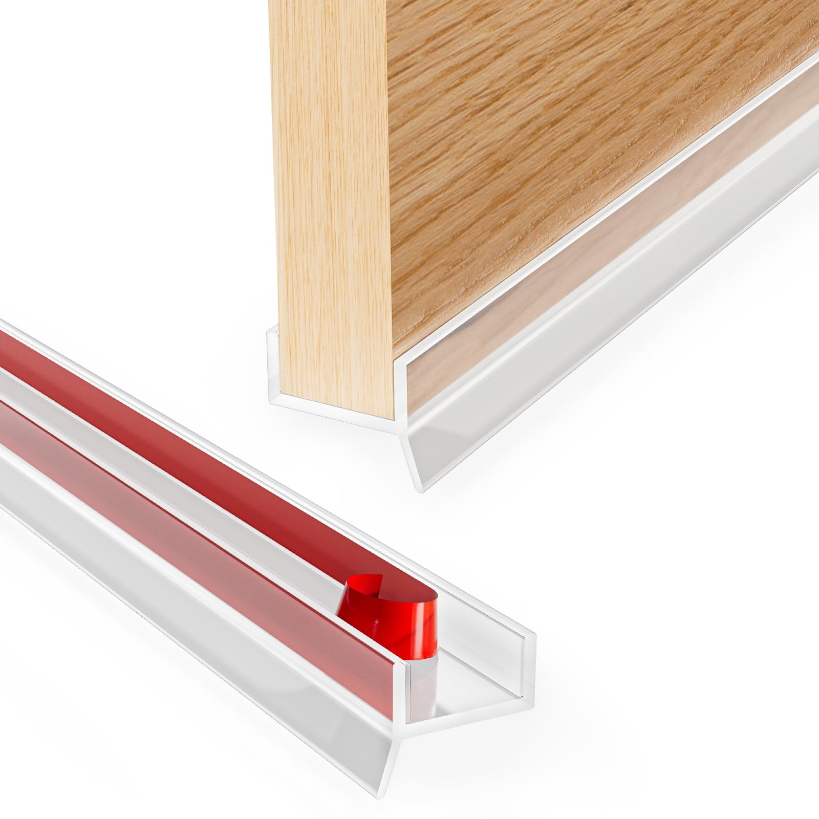 Flexible Rubber Sealing Strip, Self Adhesive Kitchen Front Door Plinth Sealing Strip, Durable Draught Excluder Tape for 15mm, 16mm, 17mm Thickness Kickboard Panel Kitchen Doors (Transparent 2.5m)