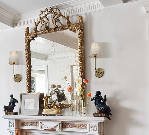 Miniatura 9 de Permo Lámpara de pared industrial rústica clásica con embudo acampanado de tela de lino, para mesita de noche, para dormitorio, lectura de mesita de