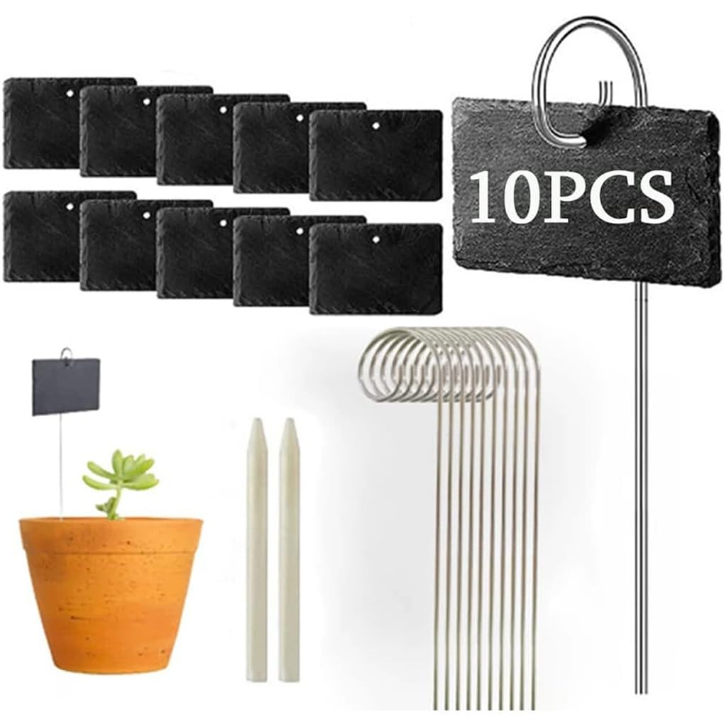 Etiquetas para plantas en losas de piedra, Ovalado-10 * 8cm | una fácil identificación de las plantas en el jardín. Juego de etiquetas para losas de piedra.