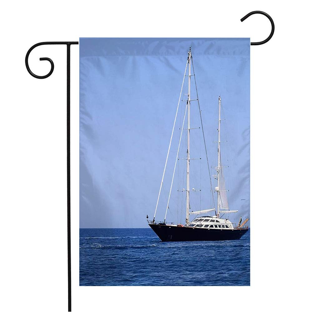 AnmbskGarden Flag Welcome Flag Boat Blue Sailboat Capo Tourism Front San Island Sky at Party Vito Lo Parks Ocean Outdoor Holidays 12x18 Inch Yard Flag Farmhouse Spring Summer Home House Lawn Decor