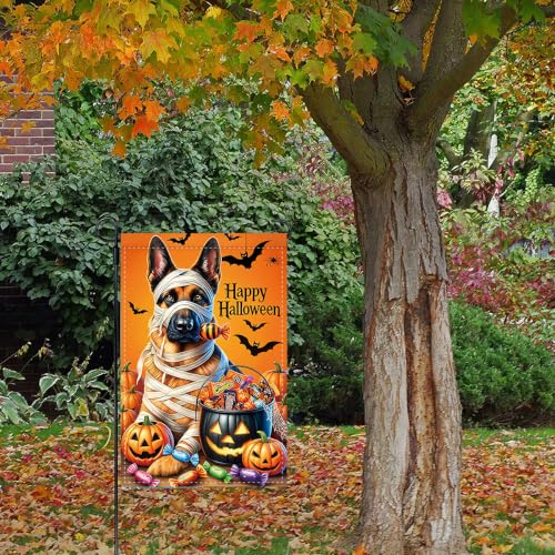 NHBTC Happy Halloween German Shepherd Dog Garden Flag 12x18 Lawn Yard Decor - image 2