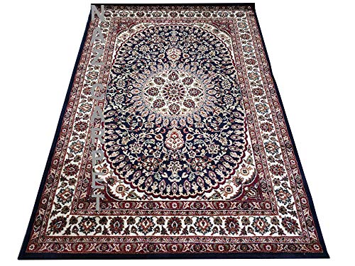 Image of Kashmiri Traditional Woollen Carpet with Advanced 1 Inch Thickness & Classical Look 240x335cm (8x11 Feet) Color Blue