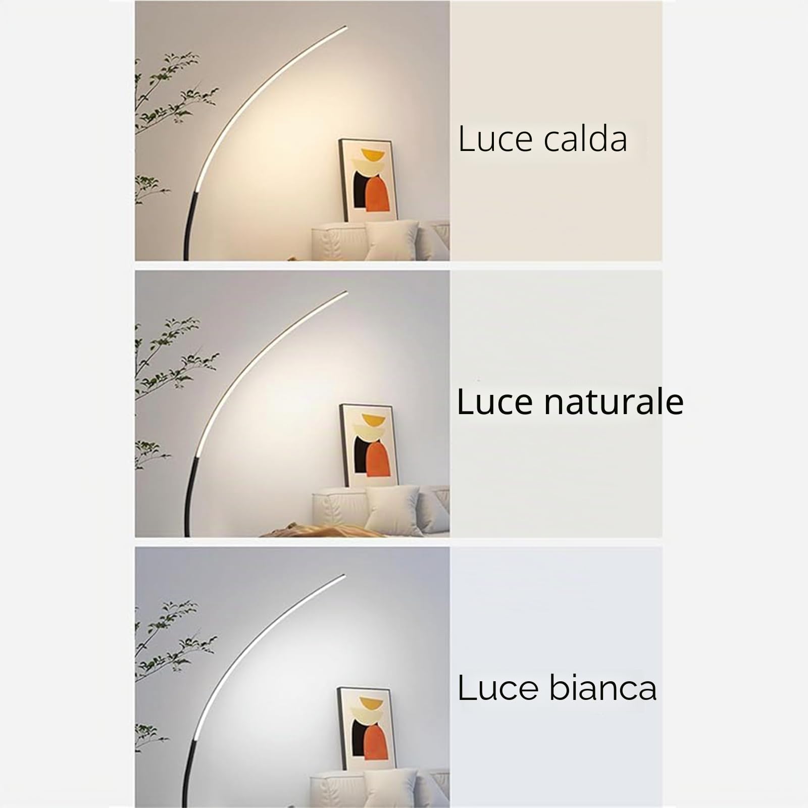 Generico Arco Lampada da Terra Lampada da Terra LED Dimmerabile Camera da Letto Ufficio Piantana con Telecomando per Atmosfera di Festa Lampada Ad Arco per Soggiorno,B