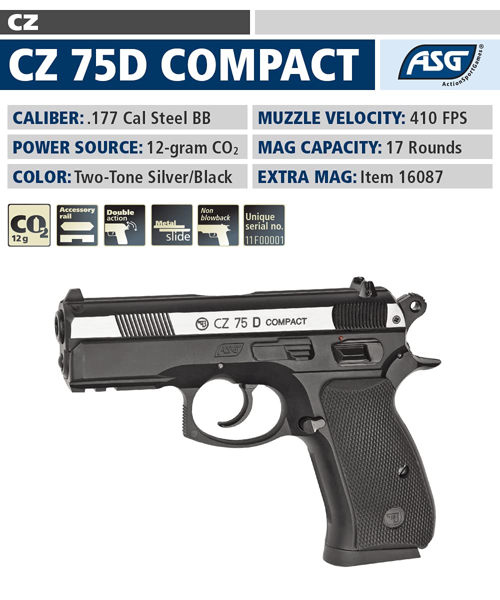 Amazon.com : ASG CZ 75D Compact Airgun - Non-Blowback Air Pistol