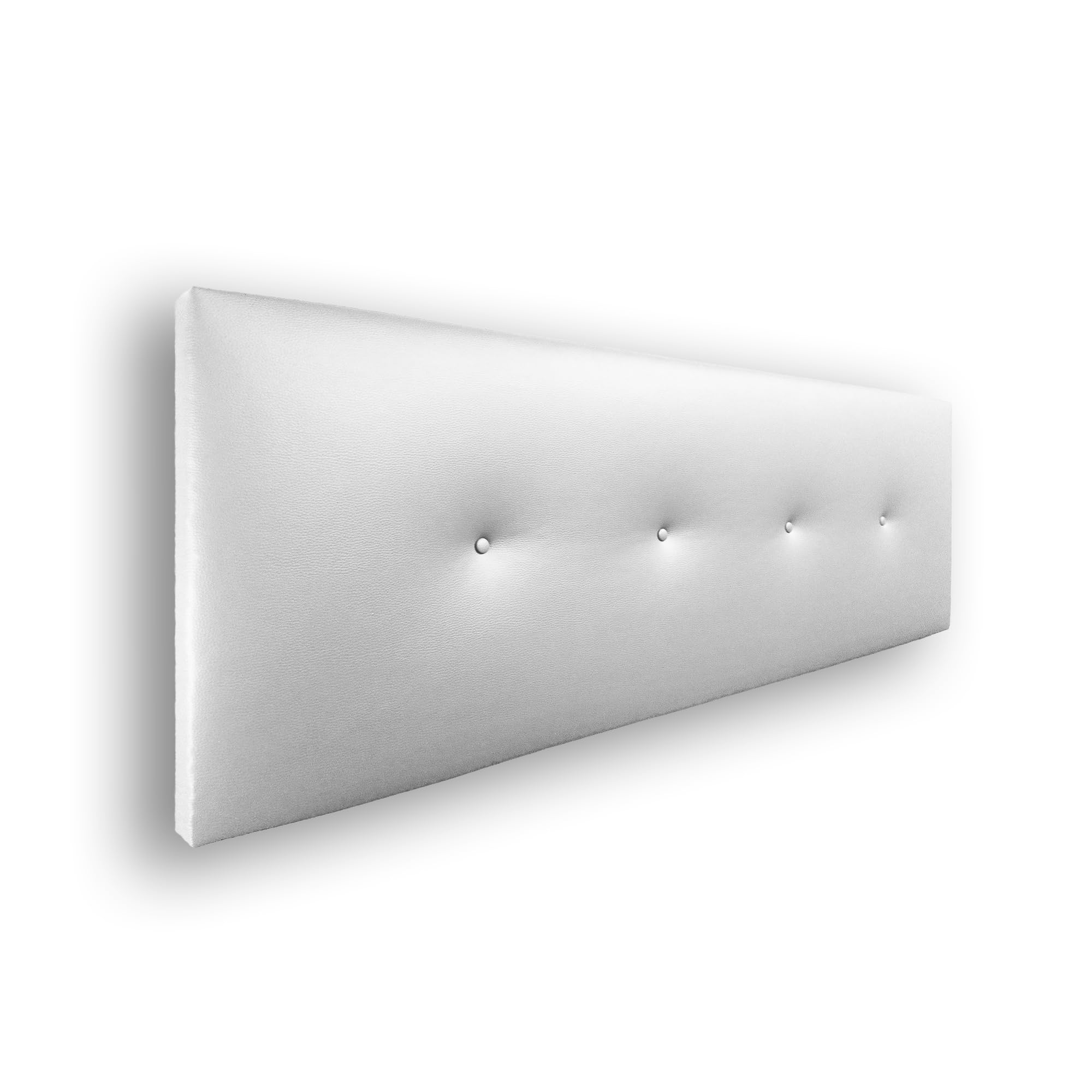 Silcar Home – testiera con rivestimento in ecopelle e fila di bottoni, modello Silvi (bianco, 145 cm) – testiera soffice – testiera imbottita – testiera originale