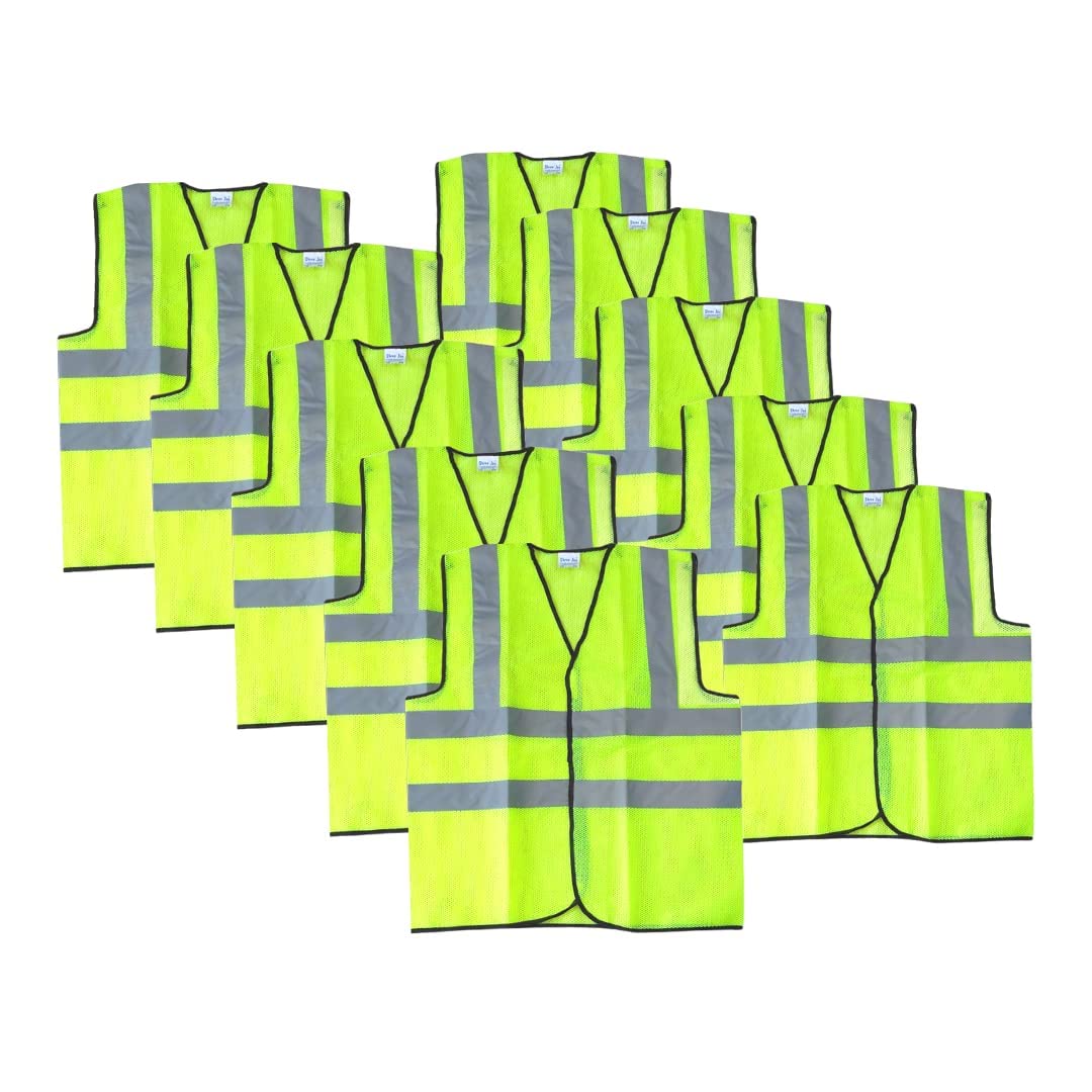 Reflective Safety Jacket, High Visibility Reflective Safety Zipper Polyester Fabric, 2 Inch Reflector Strips, Free Size, Green, Mesh Type, Set of 10 (B0BK53H9FR) Amazon Price History, Amazon Price Tracker