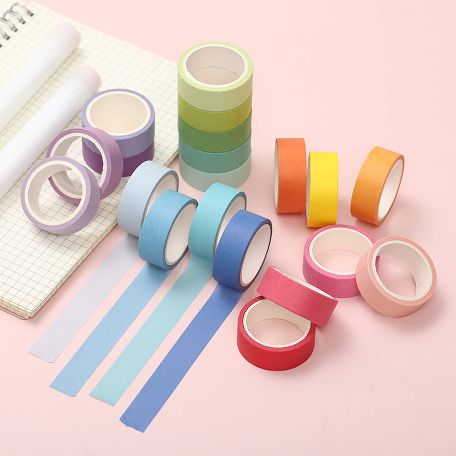 60 rolek taśma maskująca Washi zestaw o szerokości 15 mm, kolory Macaron ozdobne taśmy rzemieślnicze, do przyborów szkolnych DIY, pakowanie prezentów, czasopisma pocisków
