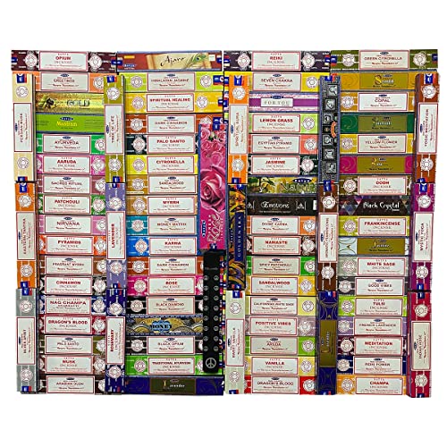 Satya-Incense-Sticks-Variety-Pack-of-12-Randomly-Selected-Fragrances-and-Incense-Stick-Holder-Bundle-Total-180-Sticks Satya Incense Sticks Variety Pack of 12 Randomly Selected Fragrances and Incense Stick Holder Bundle Total 180 Sticks
