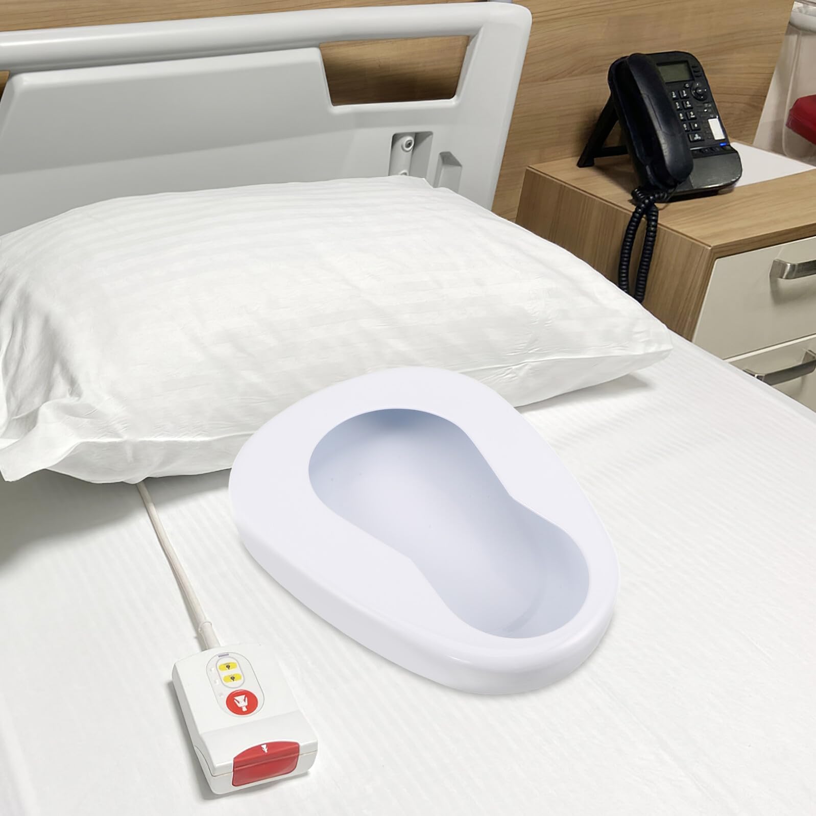 Gatuida Padella in Ferro Bianco per Anziani Allettati Design Ergonomico e Facile da Pulire, Leggera e Versatile, per Assistenza Domiciliare e Pazienti Adulti