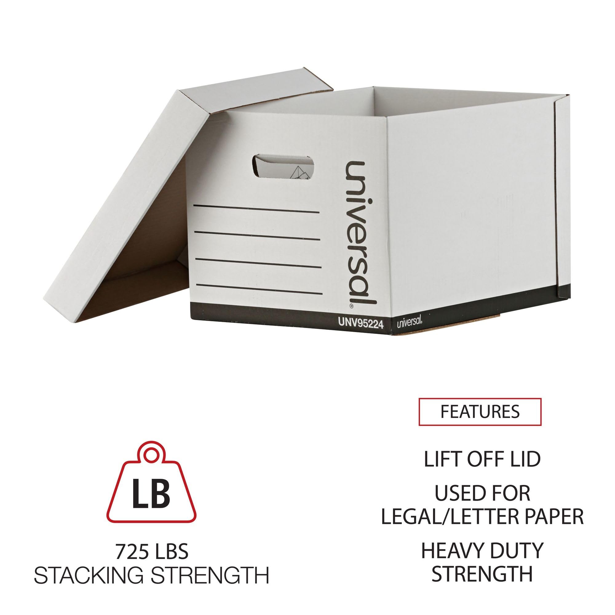 Universal 95224 Heavy-Duty Fast Assembly Lift-Off Lid Storage Box Letter Legal White Case of 12 — view 6