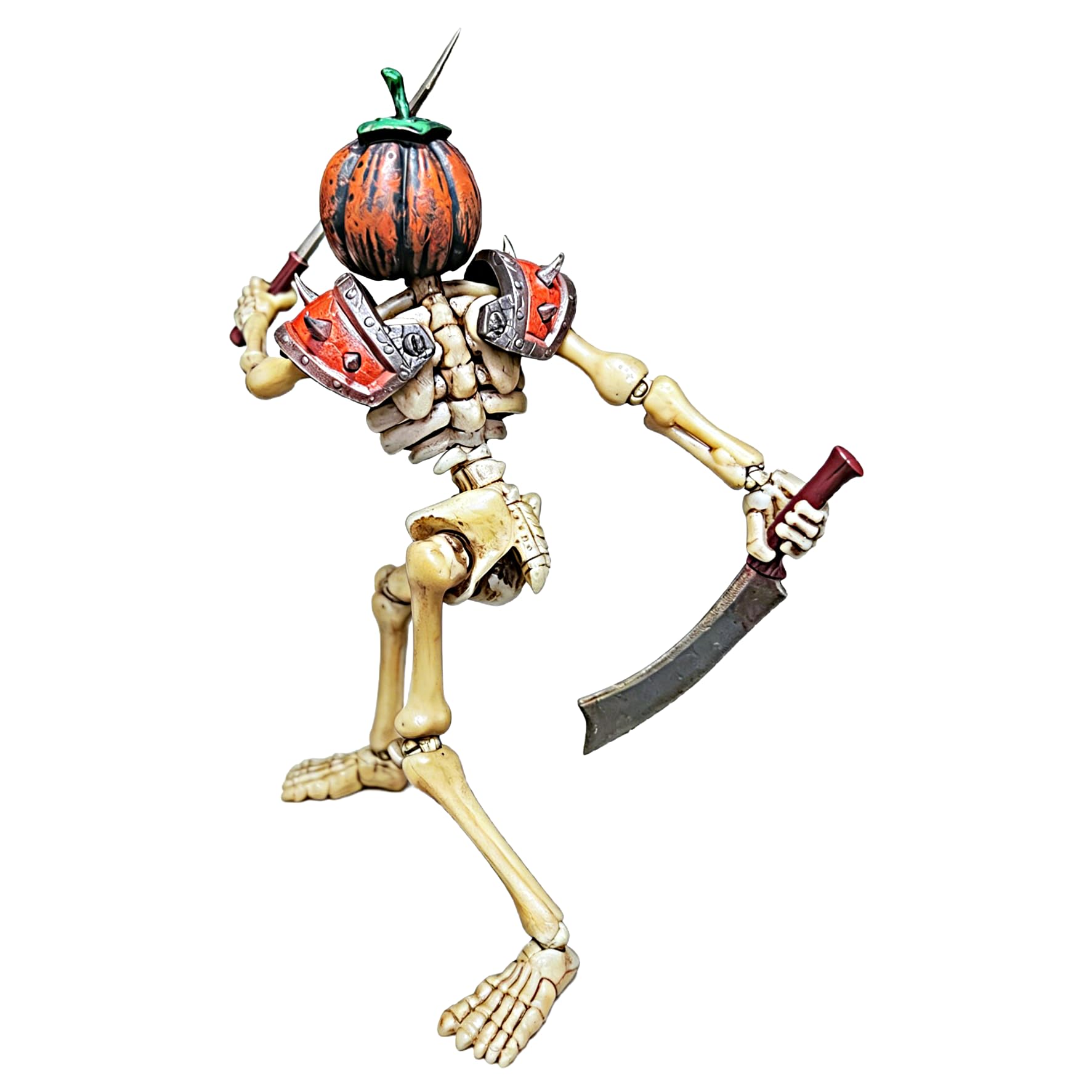 TOYVERSE YOTOTOY Figurka akcji w skali 1/12, strasząca oszust z maczetami, 18 cm, odkupienie, szkielety, linia nocnych oszustów, alternatywna głowa dyni, zdejmowana zbroja dla osób w wieku od 15 lat
