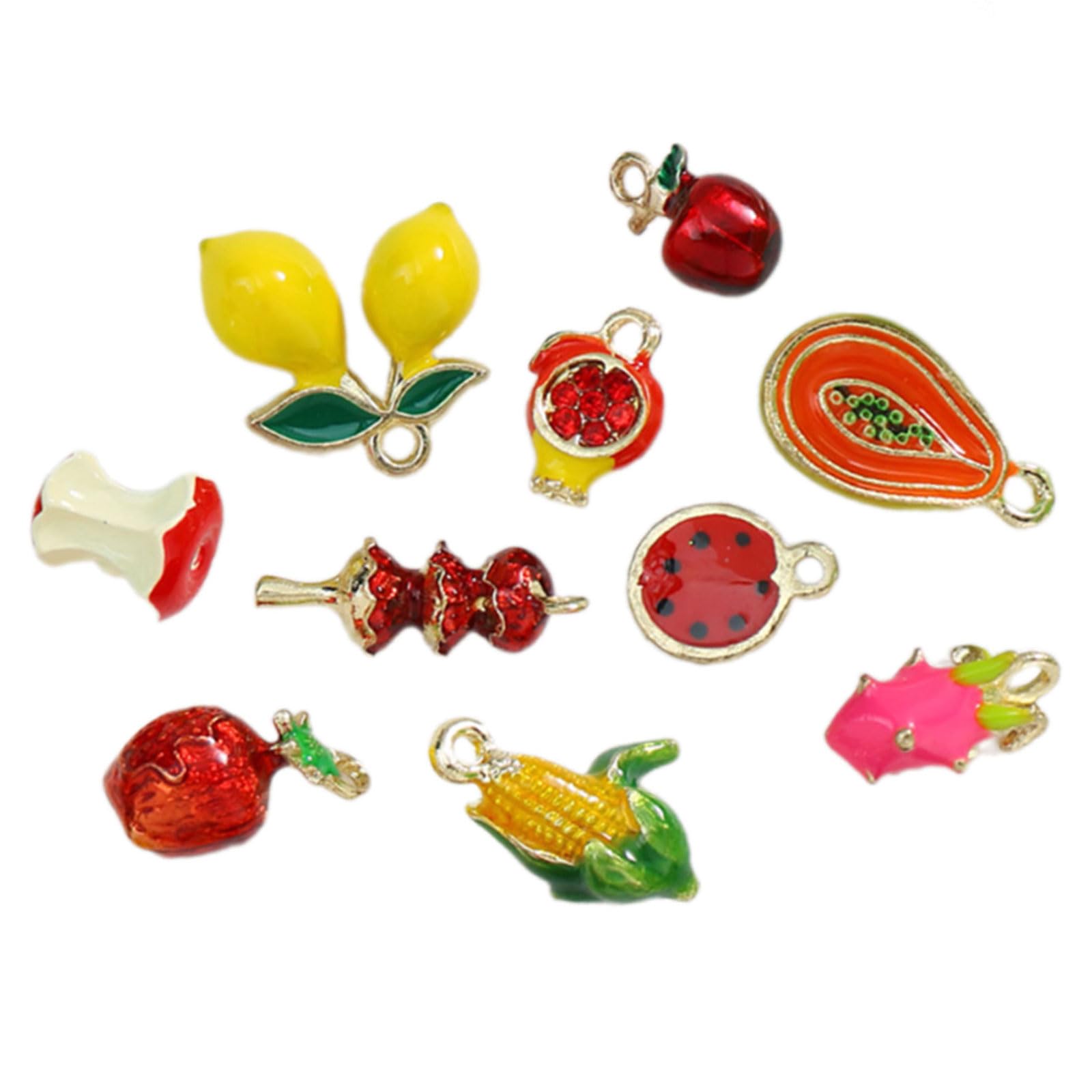 Msioytog Multi-Color Fruit Pendants for Jewelry, Sturdy Coated Alloy Craft Charms with Easy Hook Design Jewelry Findings Alloy Fruit Pendant Charm