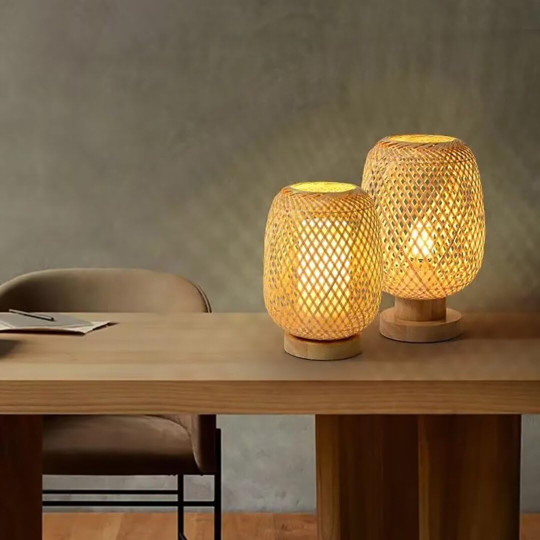 GUANSHAN Tischlampe aus Bambus, klein, exquisiter Bambus-Lampenschirm,  Nachttischlampe, japanisches Nachtlicht, dekorative Tischlampe fr  Schlafzimmer, Wohnzimmer, Stil 2 : Amazon.de: Beleuchtung