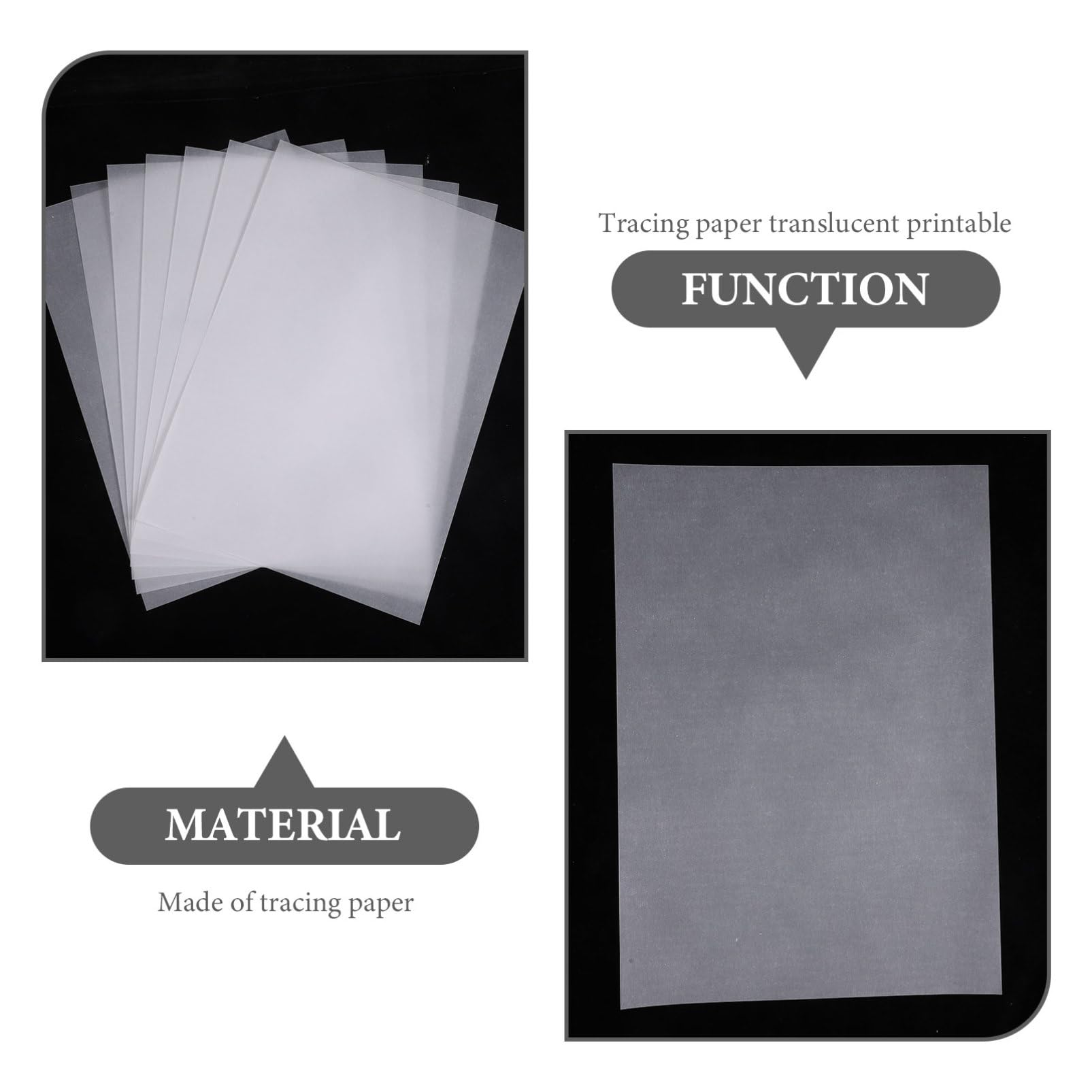 Papel de Calco A4 Blanco 100 Hojas, Papel Imprimible Translúcido | Dibujo y Registro, Resistente al Envejecimiento Luz Solar, Corte Libre, Formato Estándar