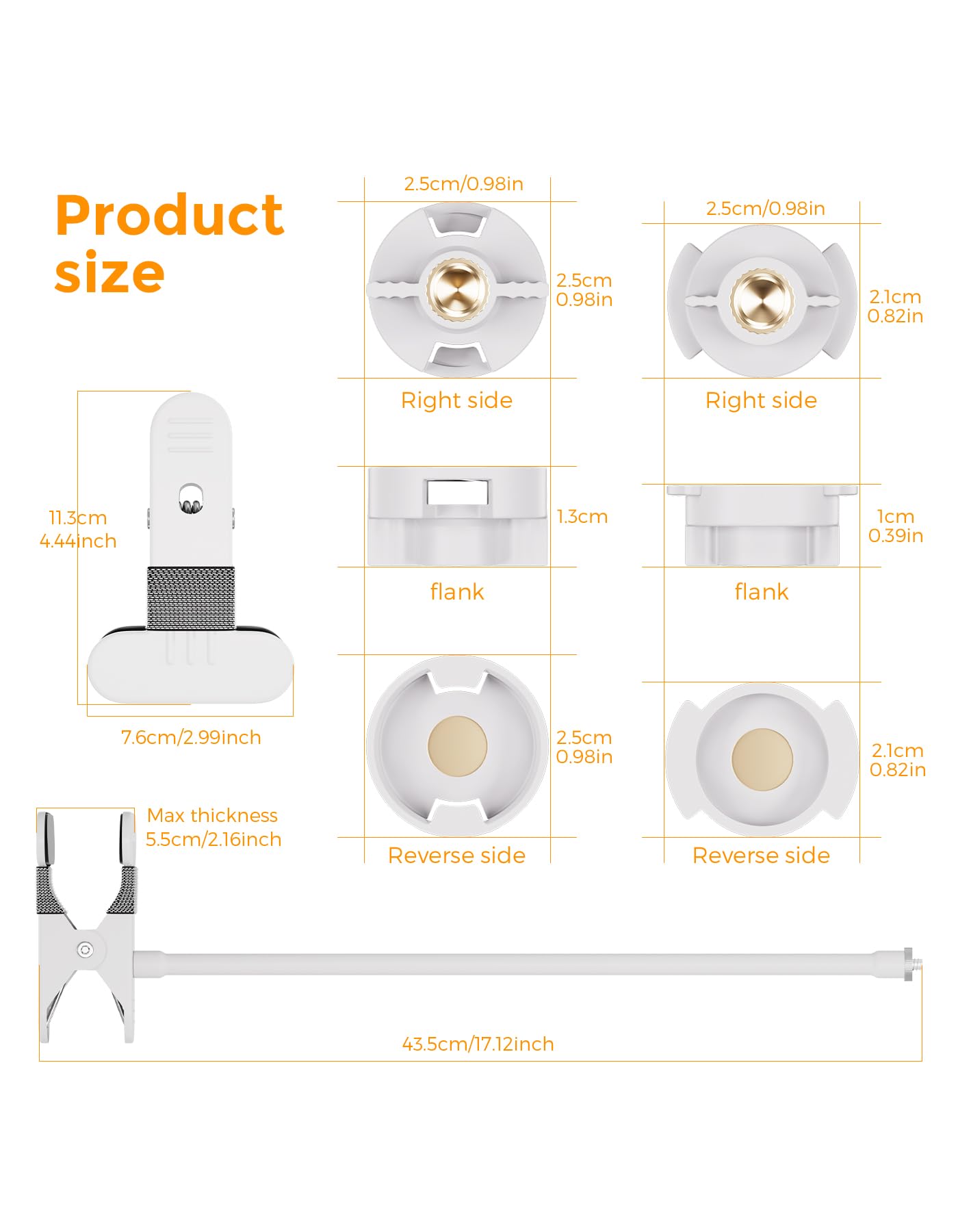 Supporto Da Parete Regolabile In Metallo Per Baby Monitor HelloBaby (HB65, HB66, HB40, HB6550, Pro) E Telecamere Con Filettatura 1/4" (Eufy, EufyCam, Ecc.)