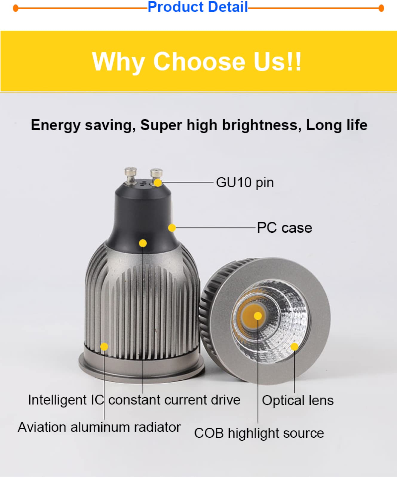 Bombilla de foco LED de disipación de calor 220V 110V 3W 5W 7W 9W 12W COB no regulable GU10 MR16 E27 GU5.3 Lámpara de foco LED,4000-4500K 12w,GU5.3 220V