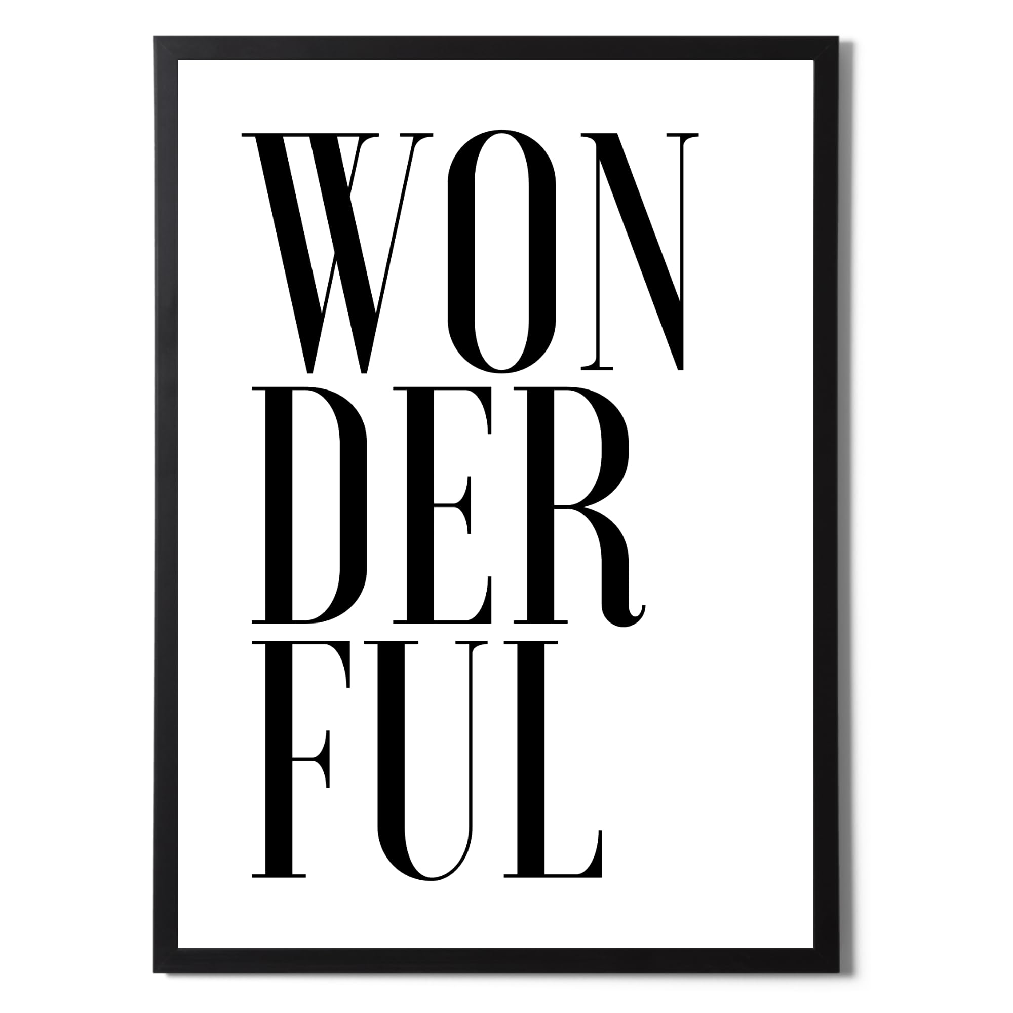 State Media Vision "Wonderful" A4 Print Only Wonderful - Minimalist Typography Print - Black & White Design - Modern Wall Art In A Variety Of Sizes (Wonderful A4 Print Only)