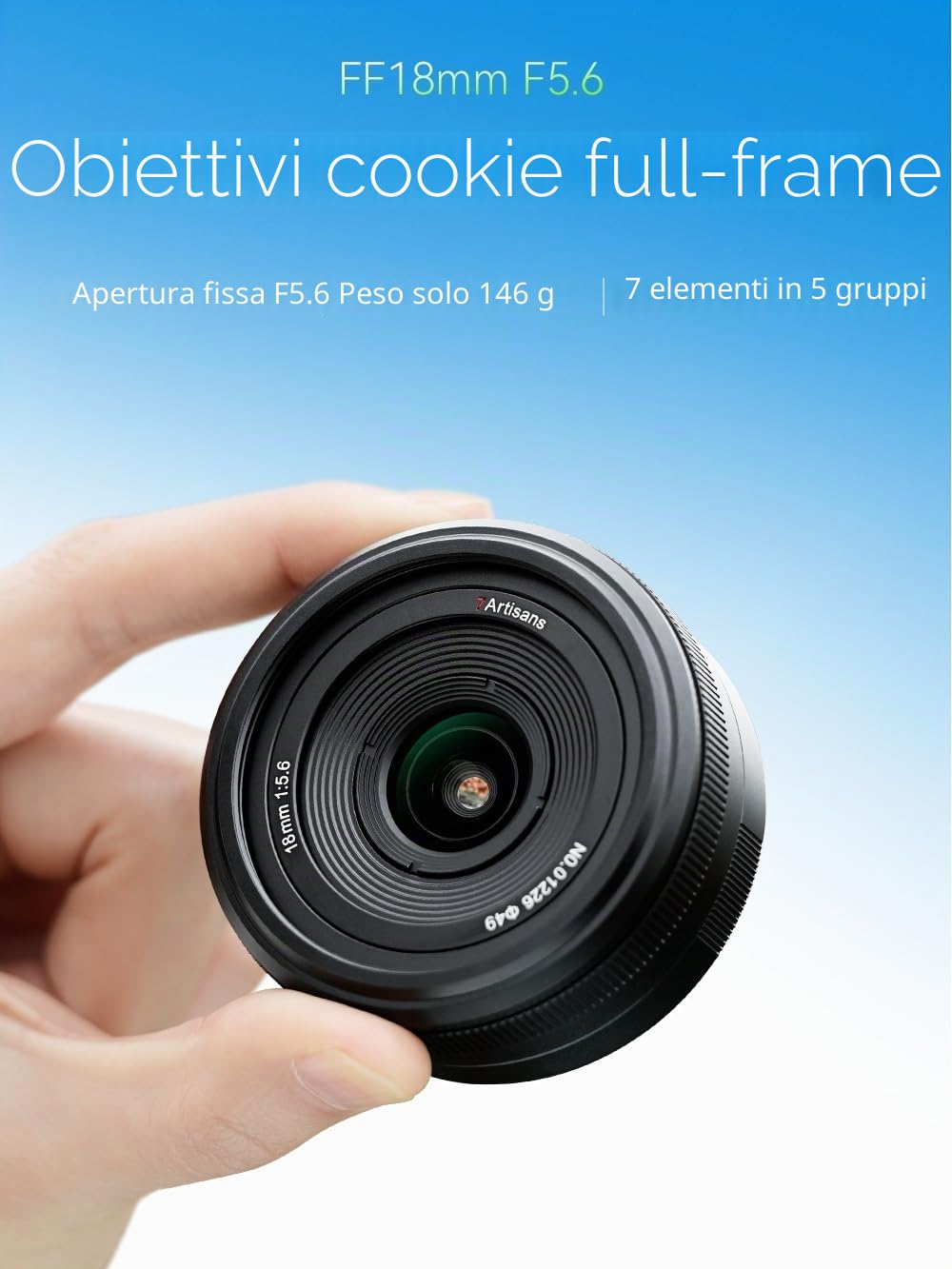 7artisans 18mm F5.6 Full Frame Obiettivo per Sony E Mount, Ultra-Wide Angle Pancake Obiettivo Compatibile con Sony E-Mount Fotocamere A5000 A6000 A6100 A6300 A6400 A6500 A6600 NEX-3 NEX-3N