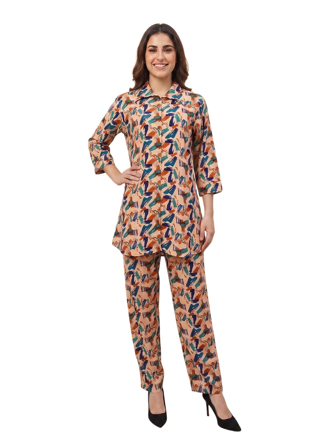 lyra Printed Rayon Co Ord Set for Women | Cotton Slip-On Top & Waist Pants with Both Side Pockets | Summer Daily & Lounge Wear-picture-32