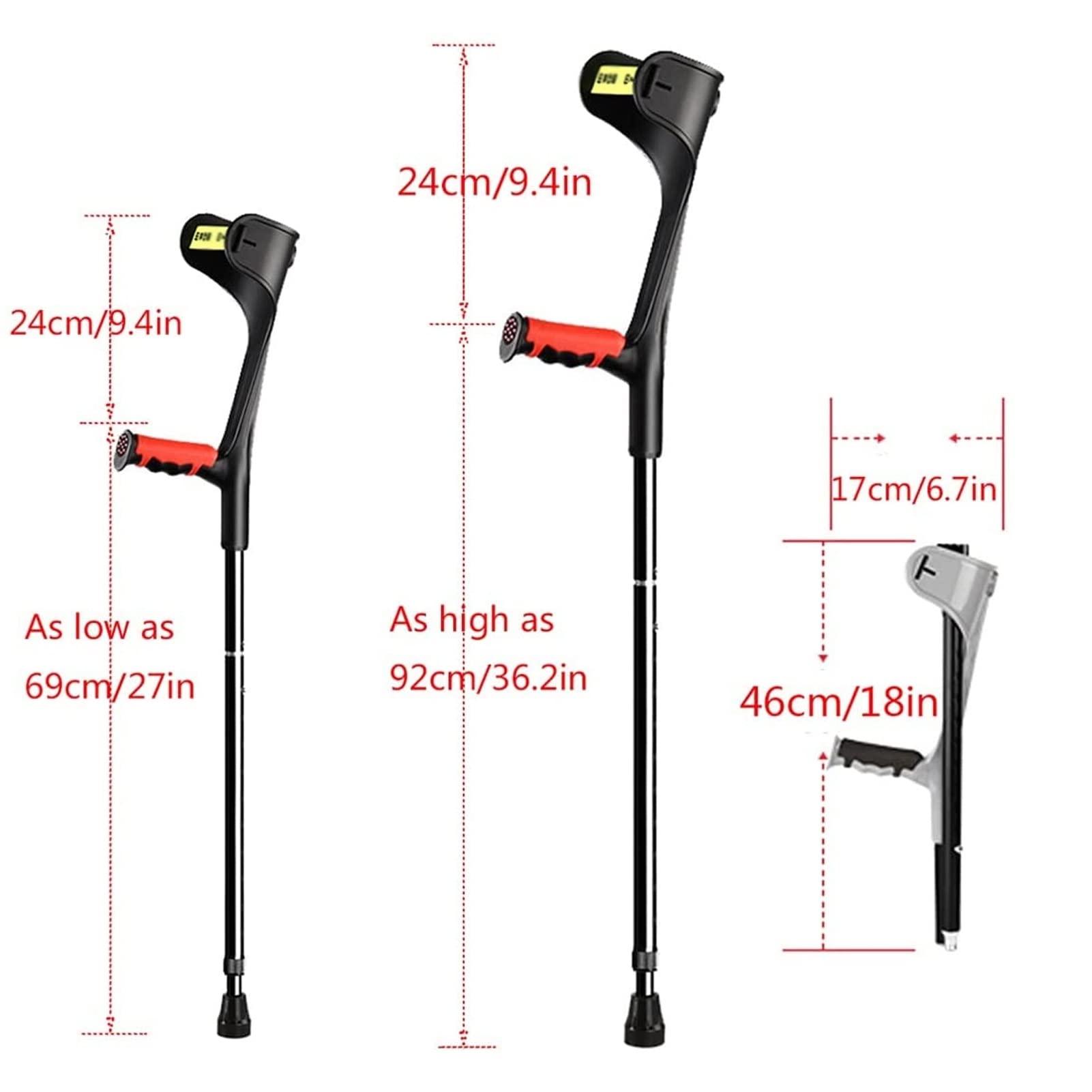 1 Par de Muletas de Antebrazo Plegables, Muletas de Aluminio Liviano para Adultos, Muletas para Caminar para Ancianos, Discapacitados Y Discapacitados Físicos (Color : Gray)