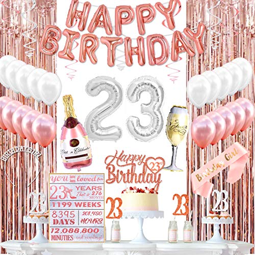 23 Birthday Decorations for Women, 23rd Birthday Party Decorations. 23 Birthday Crown, 23 Birthday Sash, 23rd Birthday Balloons, Cake Toppers, Birthday Banner, 23rd Birthday Card