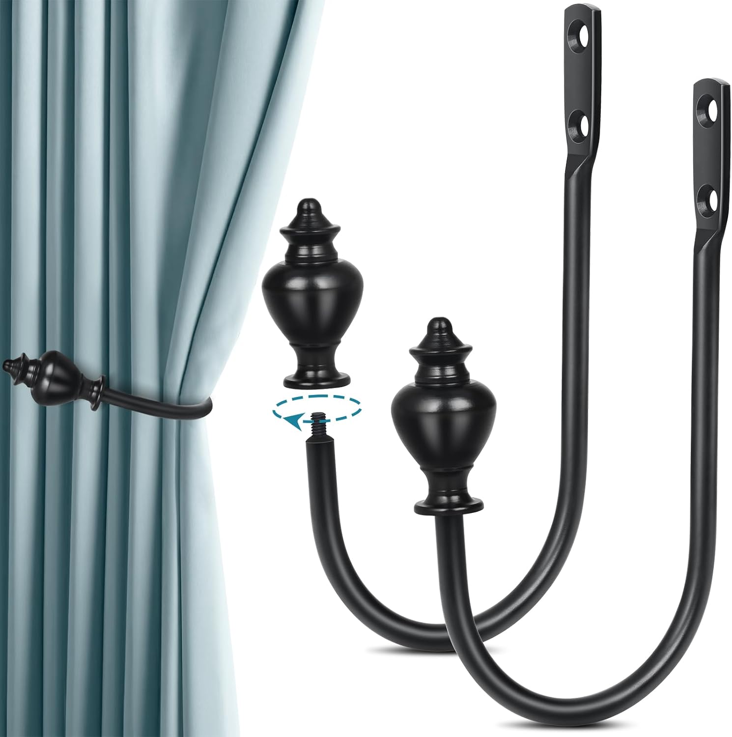 Amazon.com: Curtain Holdbacks, Black Curtain Tiebacks Wall Mounted