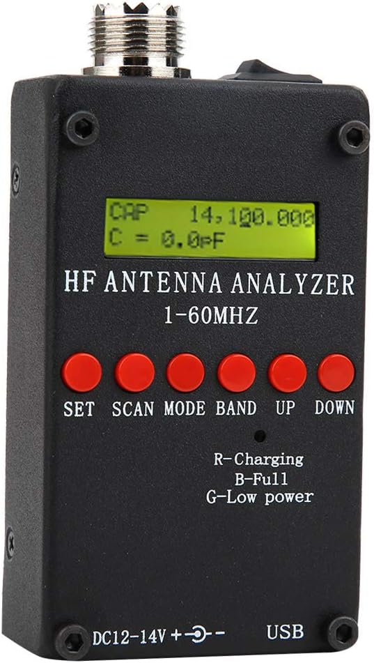 Antenna Meter Mini60S Antenna Analyzer 1-60MHz DC12-14V Network Analyzer Radio Accessory with Mini USB Socket