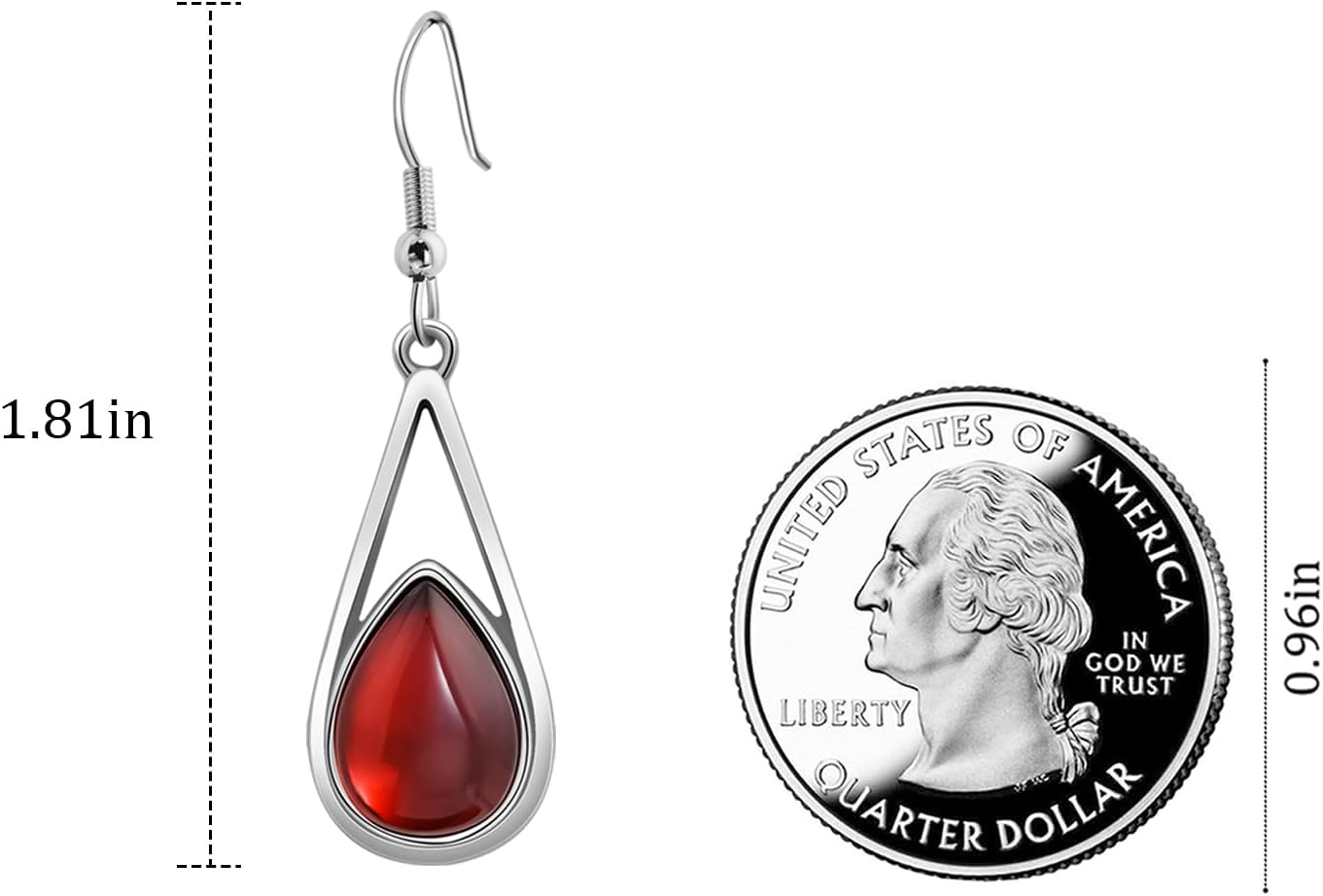 Birthstone Drop Dangle Earrings Red Teardrop Earrings with Silver Hook Crystal Earrings Birthstone Jewelry for Women Trendy - Image 3