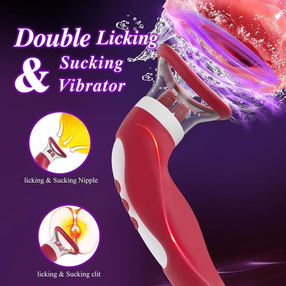 Vibration für frauen Klitoris saugender Vibrator Nippel Sexspielzeug Nippelmassagegerät Klitorisleckstimulator Nippelspielzeug Mit 10 Zungenlecken und 2 Saugmodus, für die Frau
