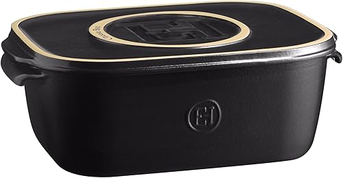 Emile Henry, Caja de almacenamiento de queso negrobandeja para servir, 12 x 8 x 4.4 pulgadas
