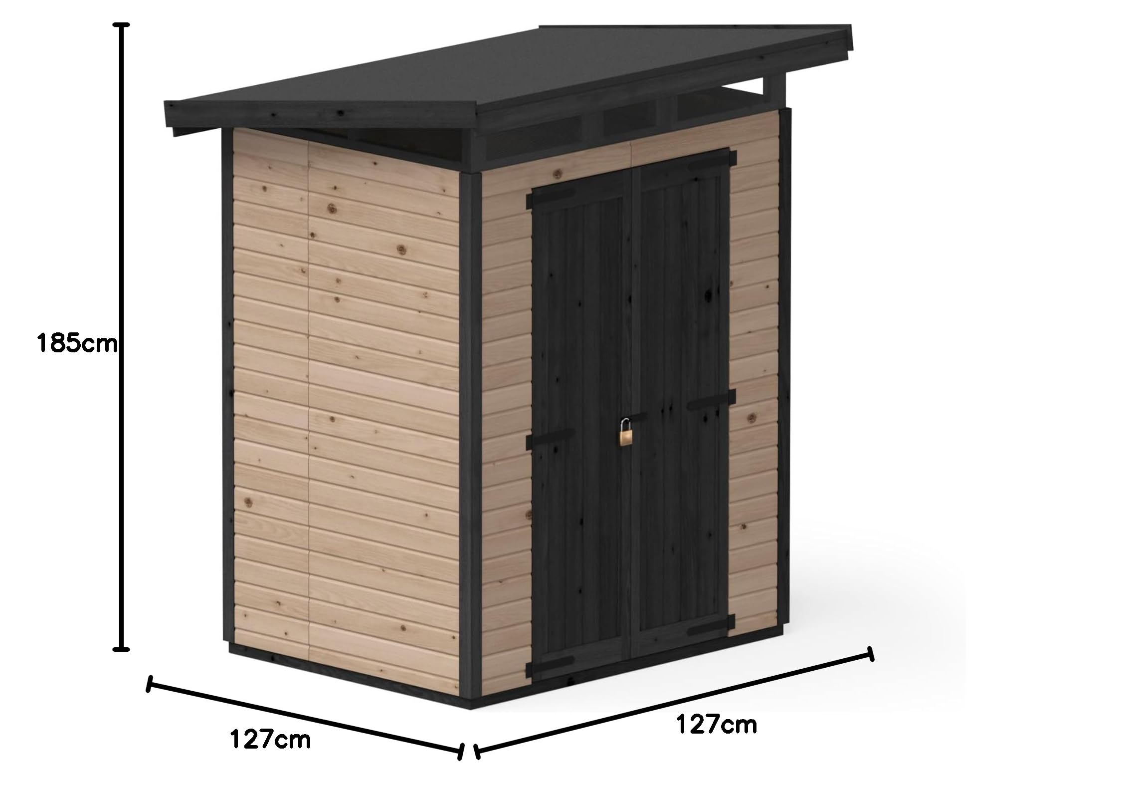 Upyard Domek ogrodowy Strongbox M – wytrzymały drewniany domek na narzędzia z impregnowanym fundamentem i bardzo wytrzymałym dachem z tworzywa sztucznego, 163 x 127 cm, brązowy
