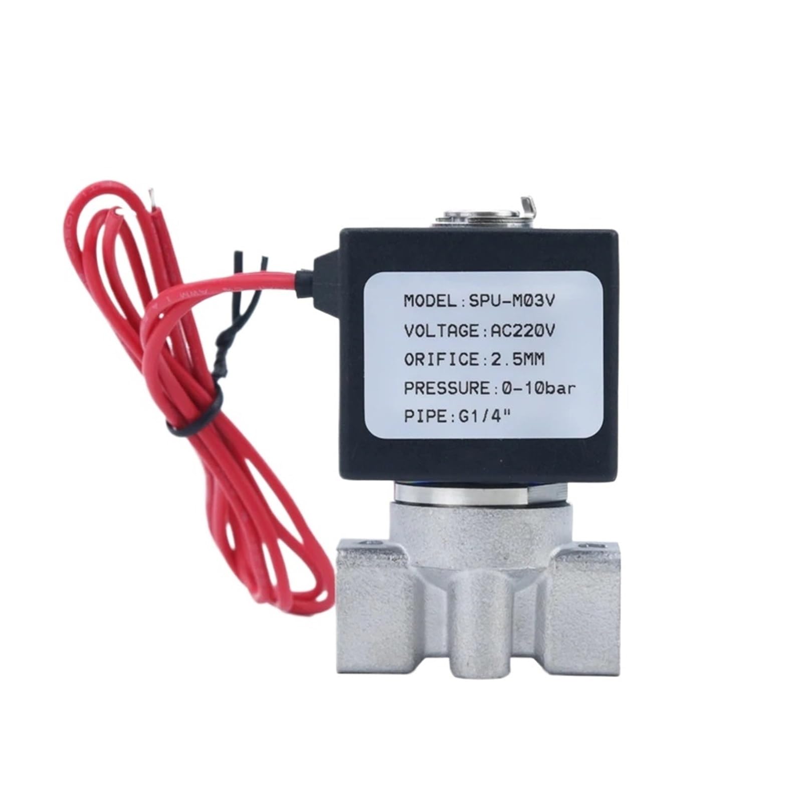 Válvula solenoide acero inoxidable 1/4 NC eléctrica de 12V para tuberías de agua aceite y aire