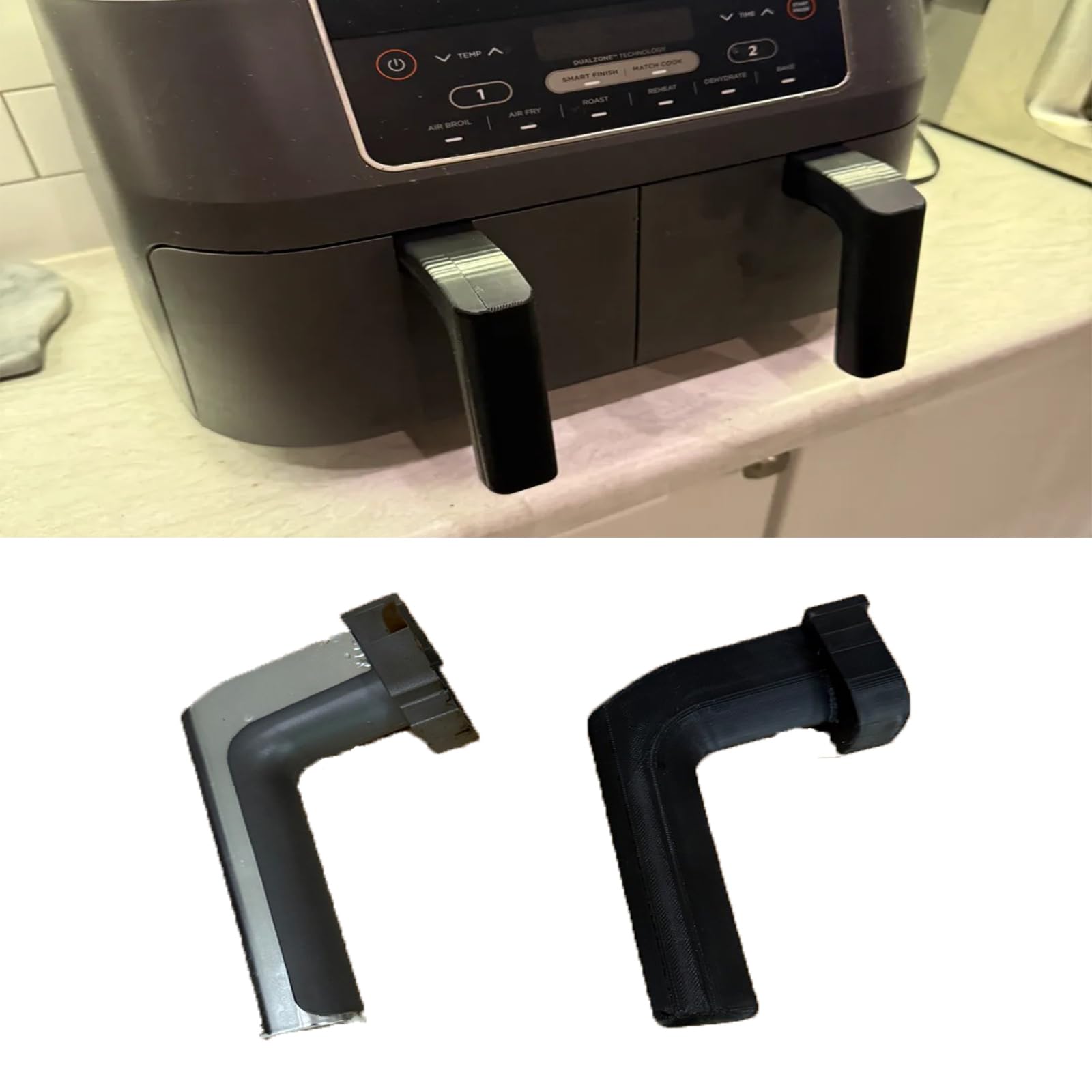 Replacement handles for Ninja Foodi air fryer Two-piece set Black Durable and easy to install Compatible with Ninja Foodi models