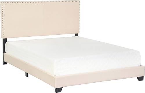 Miniatura 1 de Happy Homes Ella - Marco de cama tapizado con cabecero moderno acolchado para clavos listones de madera incluidos fácil de montar plataforma de