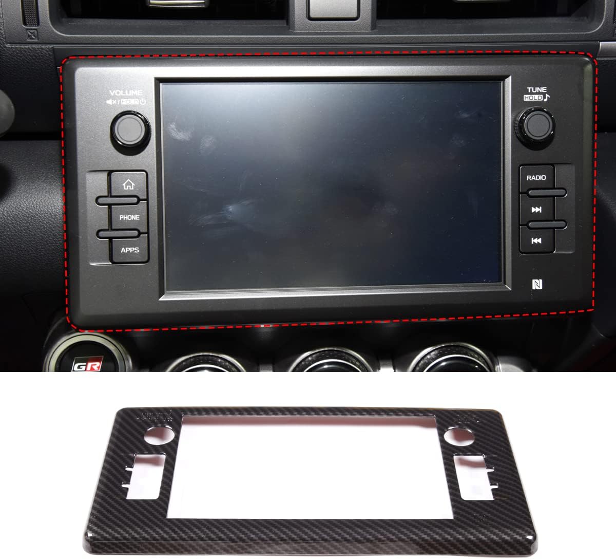 Fit for 86 GT86 2022/Sub@ru BRZ ZD8 2022 Car Interior Sticker Accessories Central Control Navigation Screen, Decorative Cover Protective Frame Sticker ABS 1PCS (ABS Carbon)