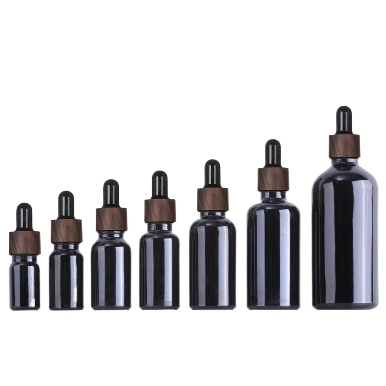 TRRYUIP Mini Pipette Dropper Bottle Frosted Black Glass Dropper Bottles Bright Empty Dripper Pipette Bottle Lid For Essential Perfume Oil Serum(Bright Black,1x 5ml)