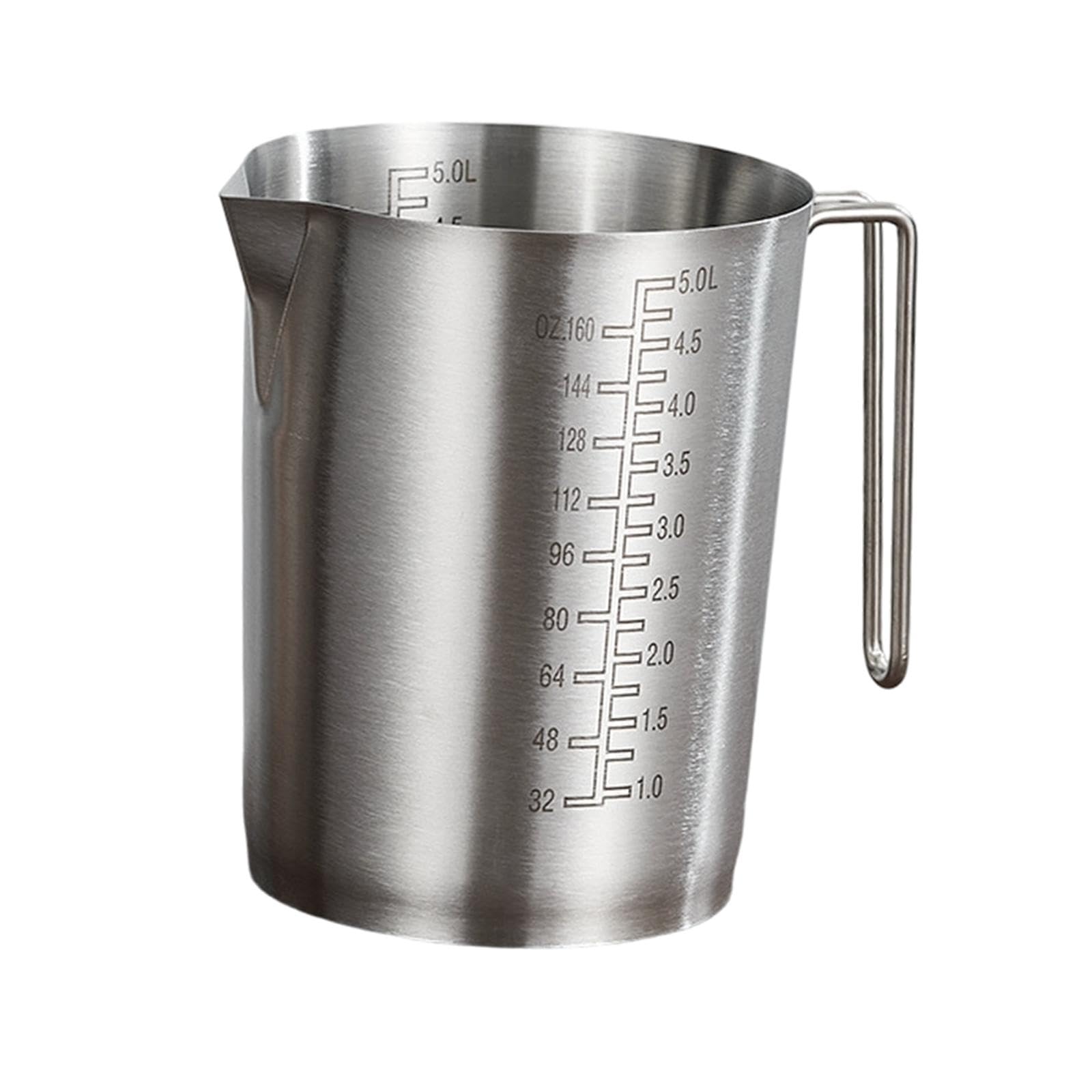 Generic Vaso Medidor con Graduaciones Internas Y Externas, Acero Inoxidable, Mango, Boquilla para Verter, Utensilio de Cocina Adecuado para, 5l, Individual
