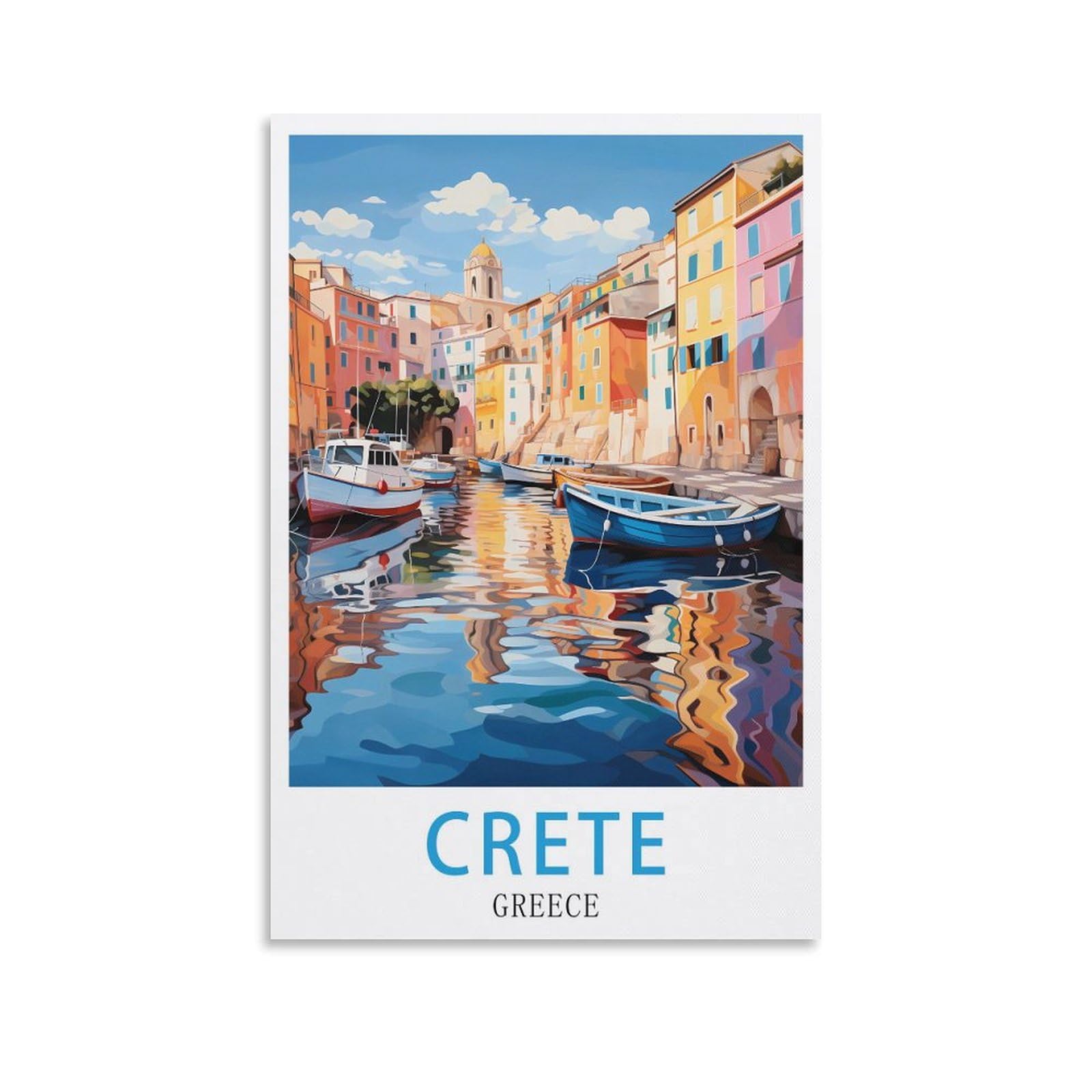 Lolwnni Unframe-Style Crete Greece Vintage Travel Posters 16X24inch(40X60cm) Canvas Wall Art Print Picture Paintings For Living Room Bedroom Decor