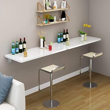 White Folding Wooden Wall-Mounted Drop-Leaf Table Desk,Out Convertible Desk Multi-Function Computer Writing Dining Home Office Space Saving Hanging