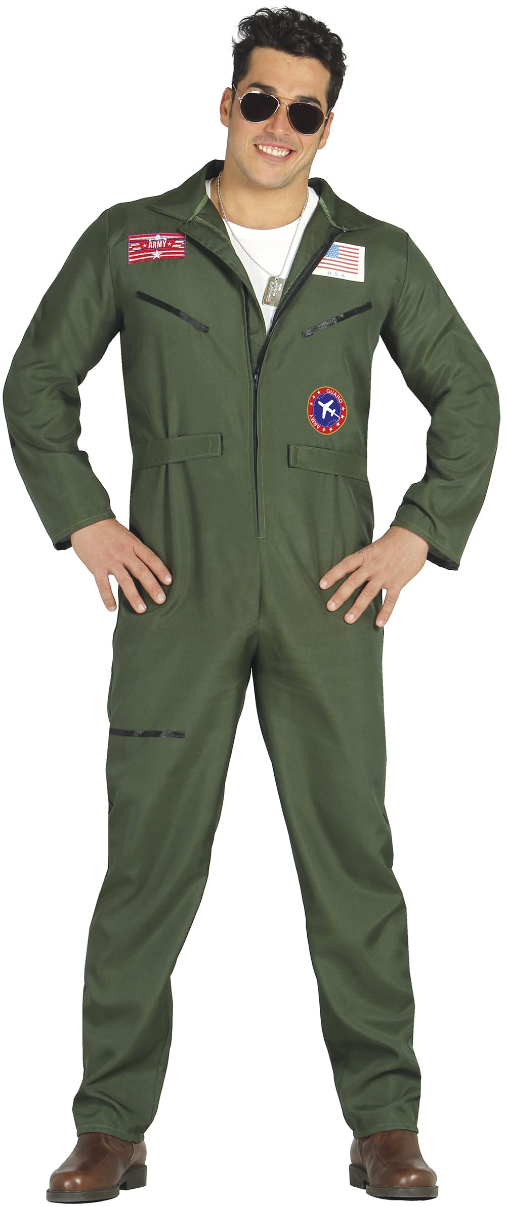 FIESTAS GUIRCA Fighter Pilot Fancy Dress Costume Adult Man Size Medium 48-50
