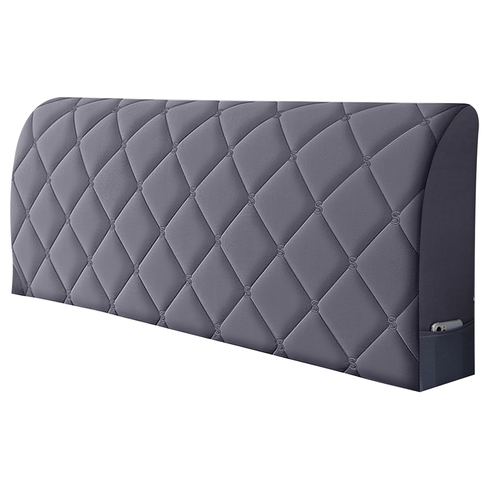 Funda Cabecero Cama, Fundas Cabeceros Terciopelo Holandés Cubre Protectora De Cabeceros, Elástico Protector de Cabecero de Cama a Prueba de Polvo, Lavable y Extraíble, 160 cm, Gris