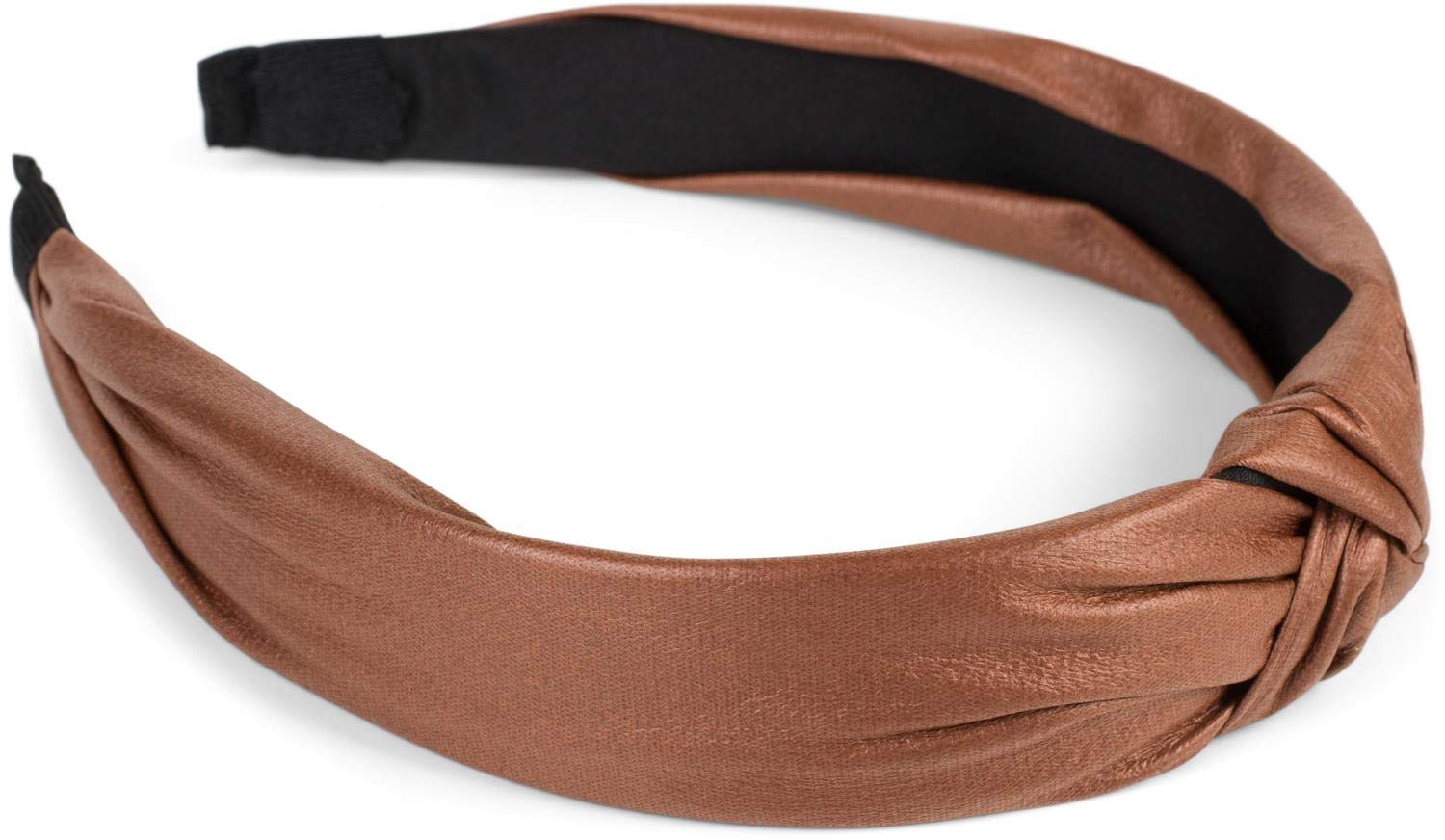 styleBREAKER women hairband iwith knot in faux leather look, retro style hairband, headband 04026046, color:Cognac - Image 3